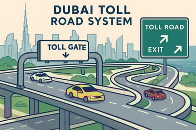 Dubai toll road system illustration Dubai toll road system illustration